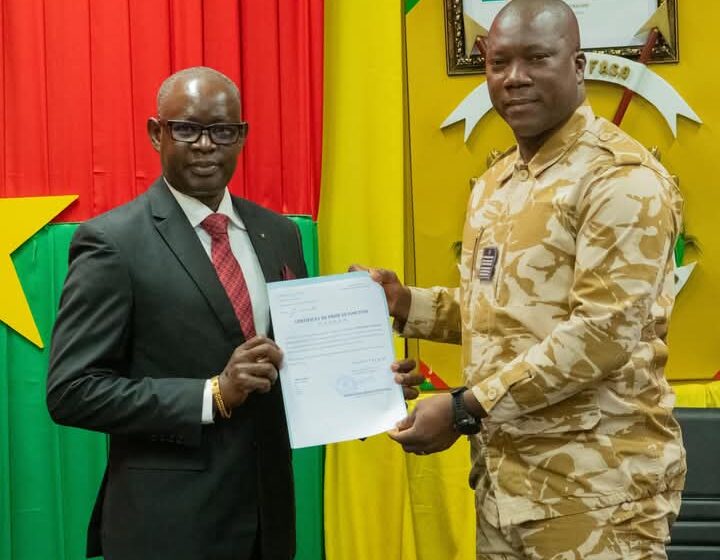 l’installation officielle de Franck Elvis Compaoré en tant que premier Directeur Général de la Coopération Internationale (DGCI) au ministère de la Sécurité, 27 janvier 2025