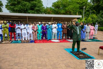 A l'occasion de la fête de Tabaski, le Président du Faso, Capitaine Ibrahim Traoré a effectué la prière avec les soldats, 6 juin 2025
