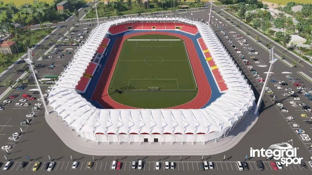 Visite du chantier du stade de 15 000 places de Bobo par la caravane de presse, 8 août 2025