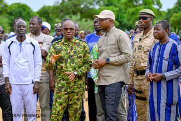 Visite du Premier ministre sur le site des aménagements communautaires de bas-fonds de Yibi, village de la commune d’Arbollé, dans la province du Passoré, 03 juillet 2026