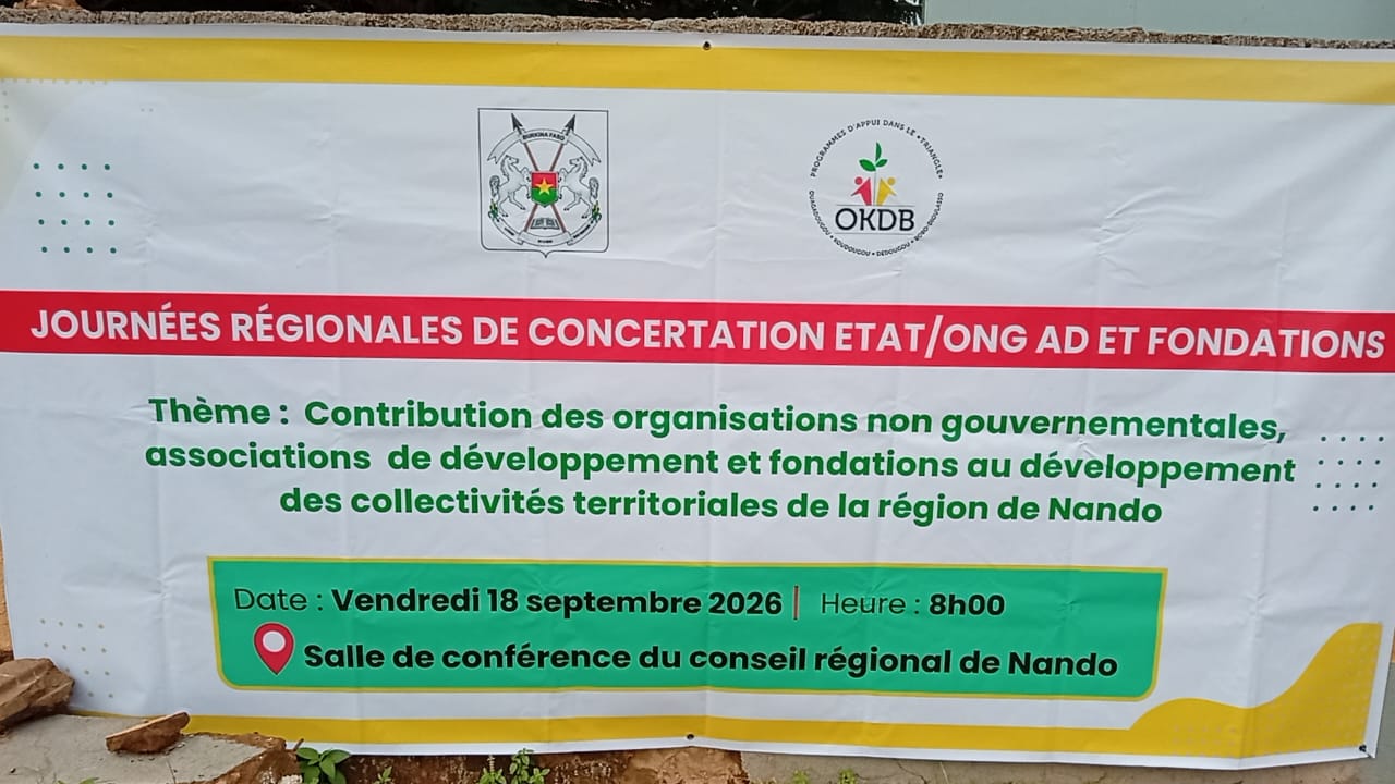 Journée de concertation des ONG, Associations et Fondations à Koudougou, 18 septembre 2026